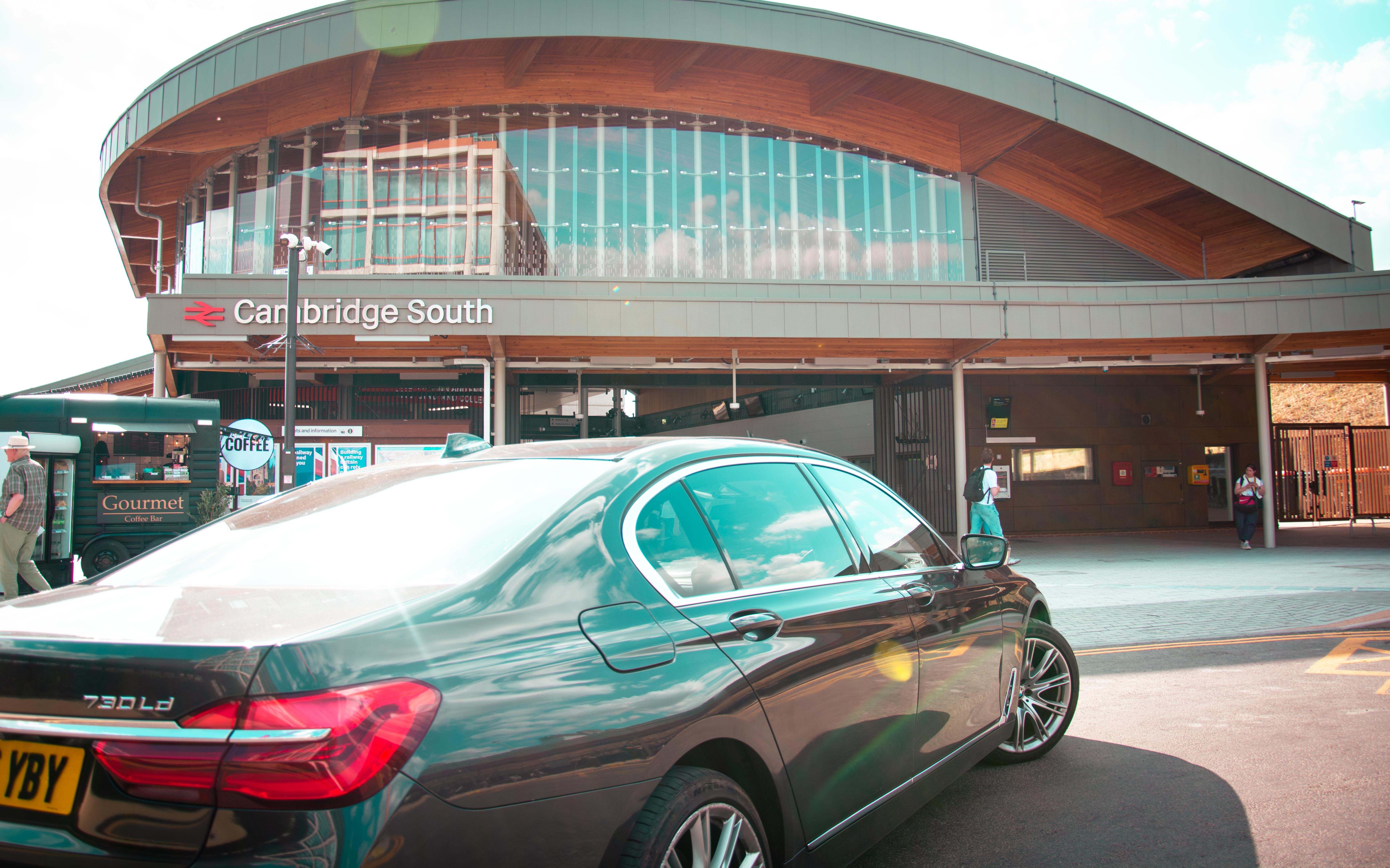 cahuffeur service, cambridge south, cambridge south station bouilding, drivers, Drop off, executive taxi, Mercedes e class, mercedes s class, mercedes v class, new train station, Pick up, transfers, transport